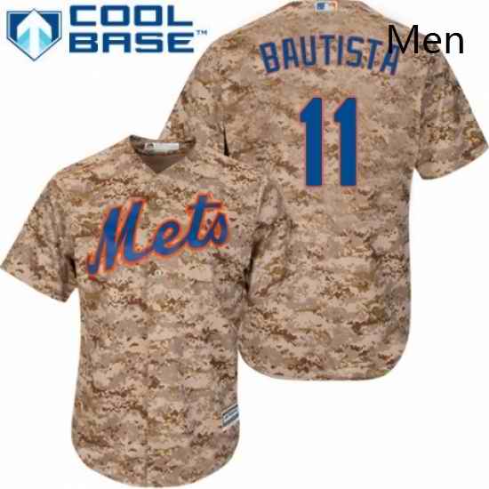 Mens Majestic New York Mets 11 Jose Bautista Authentic Camo Alternate Cool Base MLB Jersey